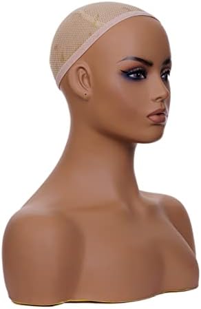 Реална женска манекен глава со рамо за приказ - Маникин глава со рамо за перика/накит/шминка/капа/стапка на очила