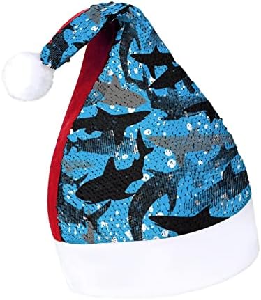Апстрактни Ајкули Смешни Божиќни Капи Шапки За Дедо Мраз За Мажи Божиќни Празнични Украси За Забави
