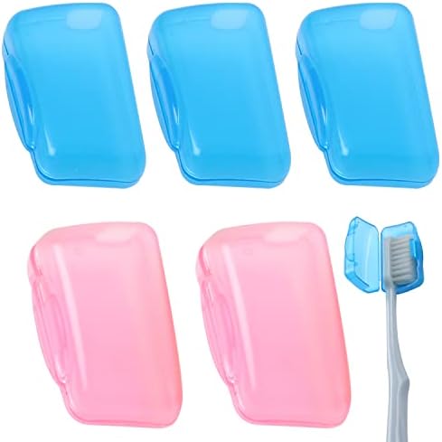 Sliverdew 5 парчиња држач за четкичка за заби за патувања сини розови четки за заби, преносни заби четкица за заби, капачиња за сад за заби