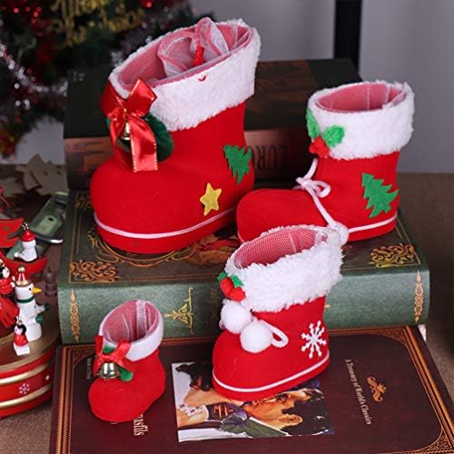 Подигање вазна за подигање вазна 2 парчиња Божиќни бонбони чизми црвени чевли Дедо Мраз за складирање на подароци закуски Пенки за