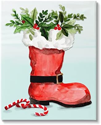Sumn Industries Red Santa Boot Holly Botanical Bouquet Candy Canes, Design by Kate Eldridge