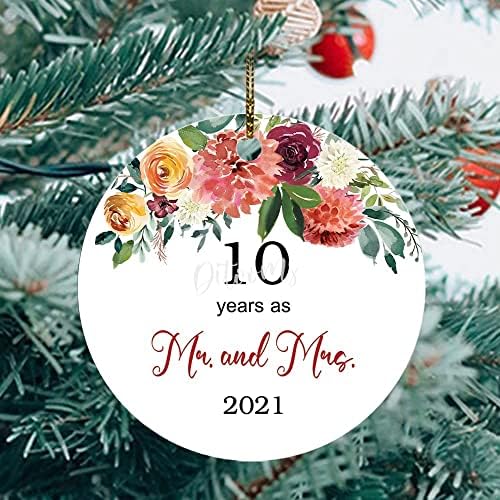 25 години како г -дин и г -ѓа Орнамент 2021 - 3 '' Керамички Божиќни украси украси Декорации дрво виси украси за колекционерски празници