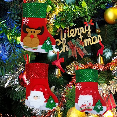 Лаперт 3 парчиња 10 инчи Божиќни чорапи Класичен камин виси Божиќни чорапи за семејни празнични забава Божиќни украси