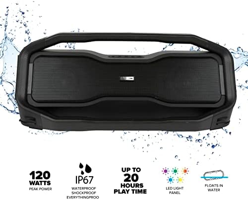Altec Lansing Rockbox XL 2.0 Преносни Bluetooth безжични звучници со LED светла, IP67 водоотпорен и издржлив за надворешно, 20 часа батерија