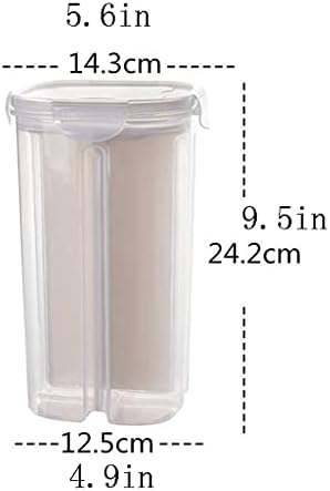 Пластични зрна корпа за ориз, диспензерот за храна, мулти оддели за запечатено складирање за сува храна, повеќекратна боја 24.2x14.5x12,5 см диспензери за храна