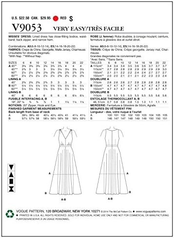 Модели на Vogue V9053 Шаблон за шиење на фустани, A5