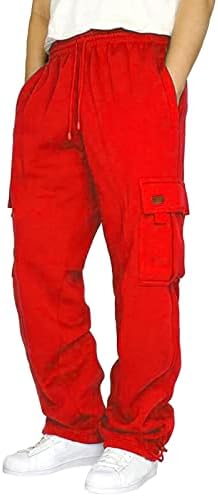 Машки панталони, модни машки обични џебови со цврста боја на половината на отворено панталони