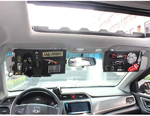 Wynex Car Molle Visor Panel, Tactical Sun Visor Organizer - Компатибилен најмногу визир на возила и камиони - со молски еластични ленти за