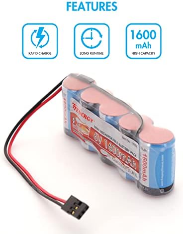 Батерија на приемник на пакет со тенаер, 6V NIMH, при полнење на батеријата RC со HITEC конектор, 1600mAh со голема капацитет рамо до рамо 5C рамна