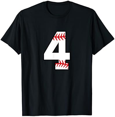 Број 4 Четири бејзбол | Среќна омилена маица со бројки во дрес
