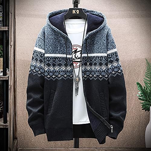 Ymosrh машка палта и јакни модна обична џемпер јакна топло плетено џемпер со качулки со качулки со јакни плус големина