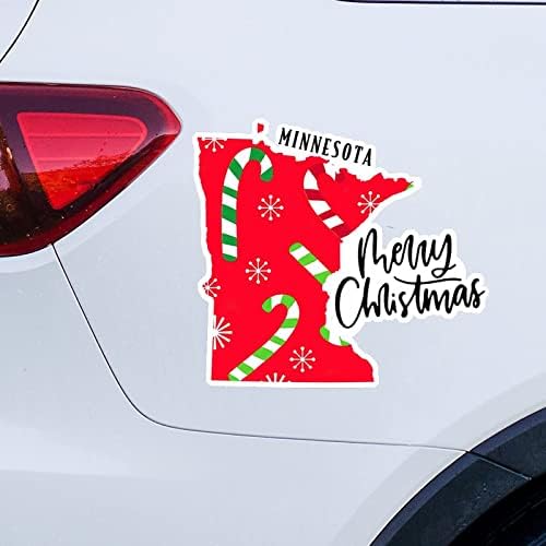 Божиќни налепници Минесота домашна држава налепници Мери Божиќ Минесота мапа за автомобили Декл Божиќ декорација прозорец Декл