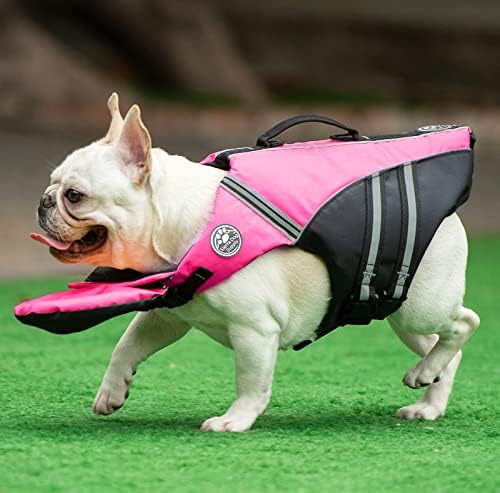 Француски булдог животна јакна - Професионални елеци за безбедност на кучиња за пливање, супериорна рачка и рачка за спасување