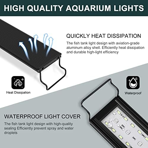 Аква Аквариумско Светло со 14 Режими На Осветлување На Резервоарот За Риби Прилагодлив Тајмер За Осветленост 22w LED Аквариумско Светло