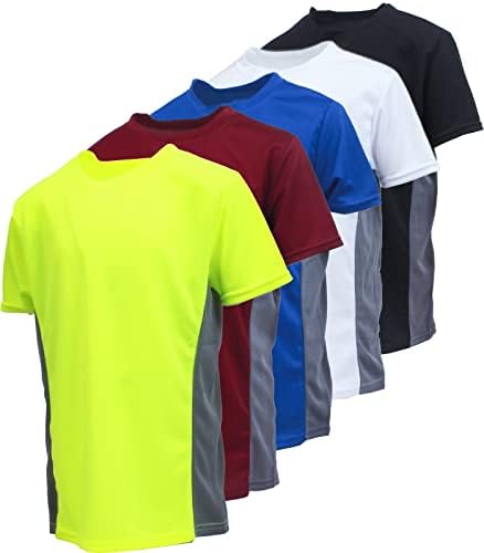 Бруклин вертикално момче со 5 пакувања Брзо суво влага за активен атлетски перформанси маица со екипаж маица