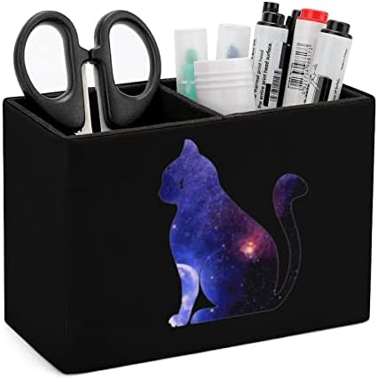 Вселенска галаксиска мачка Пу кожа пенкало за молив држач за држачи за биро за куќиште на кутија за контејнери за канцелариски материјал за