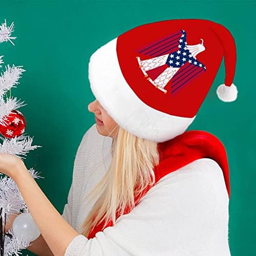 Американско Знаме Ќелав Орел Божиќна Капа Капи На Дедо Мраз Краток Кадифен Со Бели Манжетни За Мажи Божиќни Празнични Украси За Забави