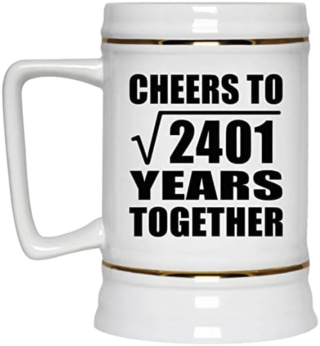 Дизајнирајте 49-годишнина На Здравје До Квадратен Корен Од 2401 Година Заедно, 22оз Пиво Штајн Керамички Танкард Кригла Со Рачка За Замрзнувач,