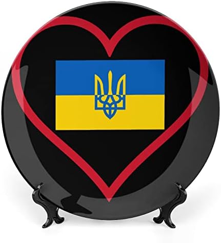 Ја Сакам украинската Црвена Срцева Коска Кина Декоративна Плоча Керамички Плочи Занает Со Штанд За Прикажување За Декорација На Ѕидови