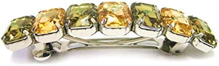 Линпенг Рачно Изработен акрилен Скапоцен камен француски Барет - Модни Додатоци Од Вештачки Камен Клип За Коса За Жени, 4 х 0,65, Зелено Жолто