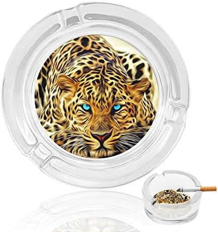 Prairie Cheetah Leopard Glass Ashtray за цигари цигари класичен круг чисти кристални пепелници