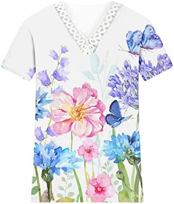 Облеки за бранч за девојки долги кратки ракави против чипка на вратот Спандекс цветни графички палта џемпери женски 5G