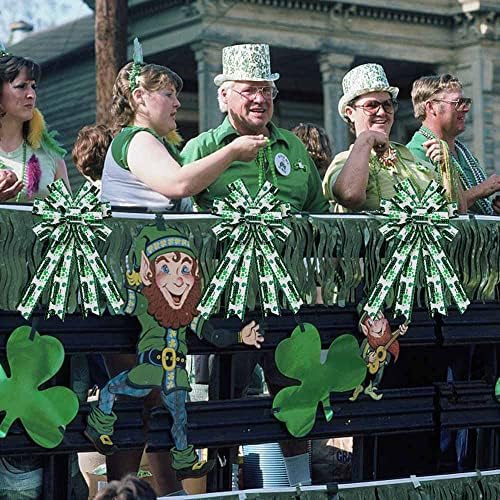 Денот на Свети Патрик, големи лакови на венец, зелени шумски лакови за украси за украси за украси за влезната врата, зелени камиони Ветнички