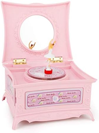 Shypt Pink Spin Dance Ballet Piano Music Box Clockwork Пластична накит кутија девојка рачно разрешена музичка механизам