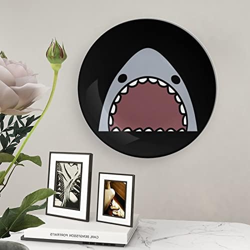 Цртани ајкули заби керамичка коска Кина Декоративни плочи со штанд виси украси за вечера