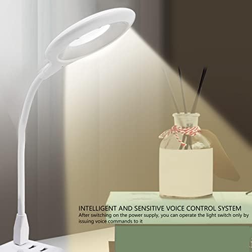 Jeanoko Desk Lamp Eye Eye Carming Click Light, интелигентна светло за контрола на гласовноста мини USB приклучок ноќно светло лесен студент