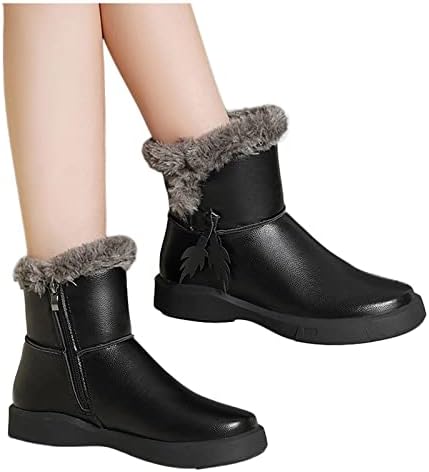 Зимски чевли за жени и кадифени зимски чизми снег топла вода чизми дами рамни днони кратки женски чизми гумени обложени чизми