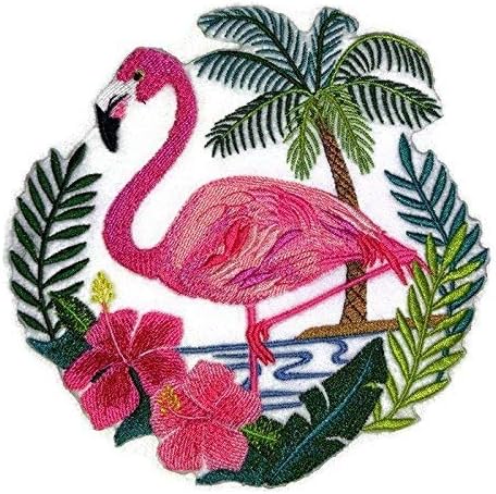 Природата ткаеше во навои, Неверојатни птици Кралство [Фламинго сцена] [Обично и уникатно] везено железо на/шива лепенка [5,85 5,9] [направено