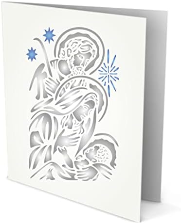 Матрици за wallsидови Свето семејство Стенцил, 4,5 x 7,5 инчи - Рождество Исус Мери Јосиф Католички христијански религиозни матрици