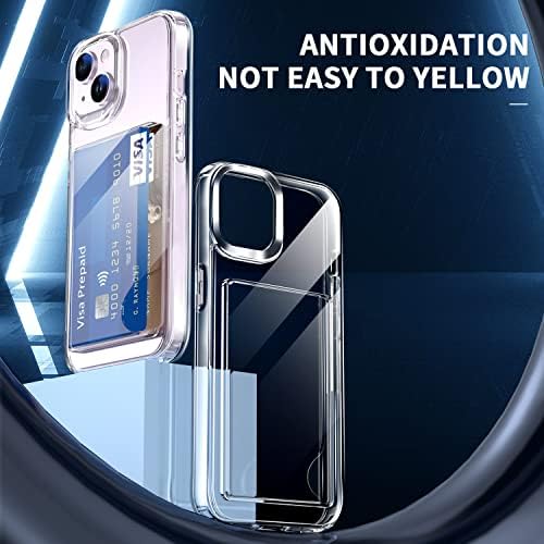 Fdtcyds iphone 11 случај со држач за картички, хибриден солиден заштитен паричник - јасно