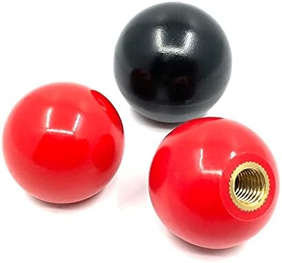2 парчиња црна црвена црвена бакелитска топка рачка копче M10x35mm месинг вметнете/Ниту еден вметнете го копчето за топка на топката во форма