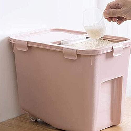 Согудио Контејнер За Складирање Храна Контејнер За Складирање Кутија За Ориз Со Тркала, Кујнско Буре Со Ориз, Пластична Кутија За Складирање