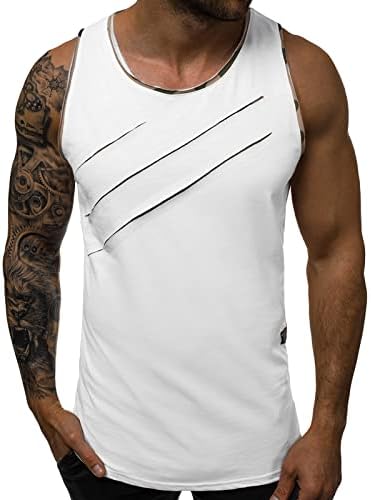 Менсифу-ГЈ Менс искинат резервоар за мускули на врвот на боди-билдинг за боди-билдинг, маица за вежбање Фитнес тренинг лесен атлетски елек