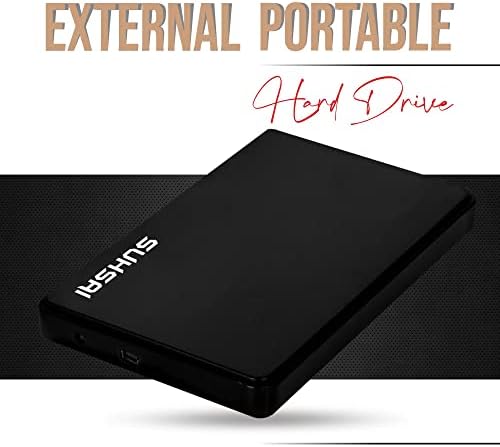 SUHSAI Преносен 500 GB Надворешен хард диск, HDD резервна копија со резервна копија со USB 2.0 Брз трансфер на податоци, Ултра тенок