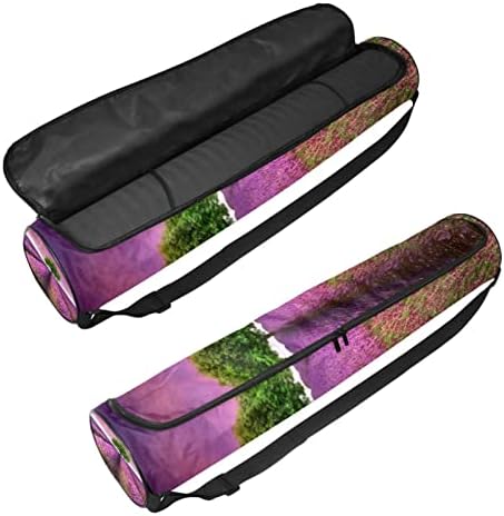Лаванда виолетова цветна поле јога мат носач торба со лента за рамо од јога мат торба торба торба плажа торба