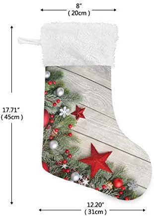 Алаза Божиќни чорапи Божиќни класични персонализирани големи декорации за порибување за семејни сезонски празници Декор 1 пакет, 17,7 ''