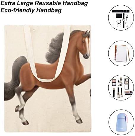 Wengbeauty Canvas Tote Bag Bay American Saddlebred Horse Tagn Tagn повторно може да се употреби намирници за купување кеси за ручек плажа