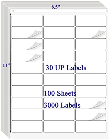 30 етикети нагоре 1 x2-5/8 Етикети за испраќање на етикети FBA етикети за ласерски/инк-џет печатачи, ознаки за име на налепница со бело празно,