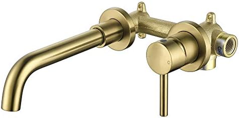 Bestill Brass Brass Single Wallид за миење садови за бања, четкано злато