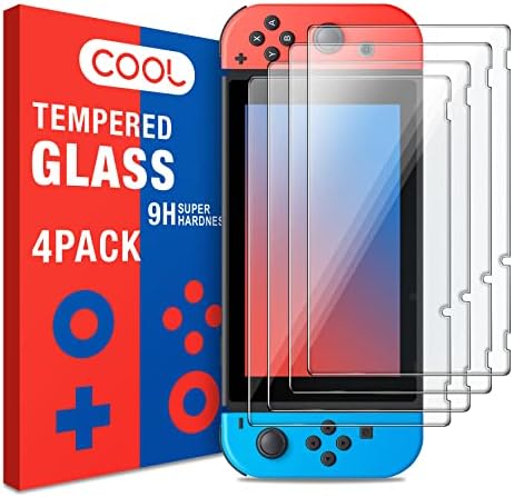Заштитник на екранот со прекинувач со 4 пакувања за конзола за прекинувач Nintendo 2017 ， Termed Glass Transparenties 9H HD чист анти-гребење