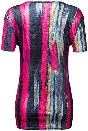 Есенска летна графичка блуза за тинејџери 2023 моден краток ракав памук против вратот вратоврска боја лента лента блуза А1
