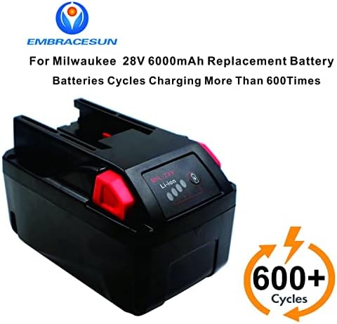 Embracesun 6000mah 18650 банка за напојување MIL28B Li-Ion батерија 28V замена за Milwauk 28V батерија M28BX Flex28V BS28A