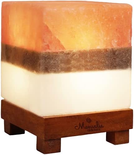 Монсилис двојно осветлување сол -карпеста ламба - модерен квадратен розов бел и сив дизајн на солени ламби со затемнет, прилагодлив