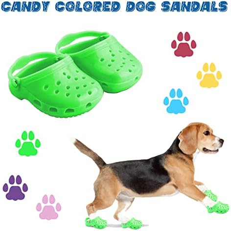MMSBOG 4PACK/2PAIRS PET COG CROC, летни чевли за кучиња, сандали со бонбони со кученца со груби анти-лизгачки единствен, подарок за удобни