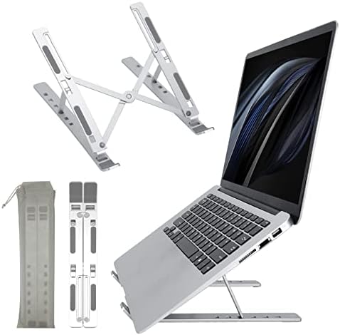 Туран лаптоп штанд за биро, прилагодлива висина на лаптопот, преносен лаптоп, алуминиум лаптоп штанд, преклопување на ергономски компјутерски лаптоп за MacBook Air Pro, Del
