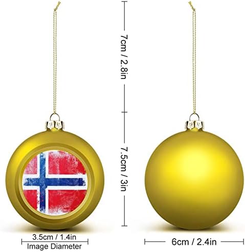 Потресено знаме Норвешка Прекрасна Божиќна украси топки новогодишна елка виси украси топли висечки топки за Божиќ 4 парчиња
